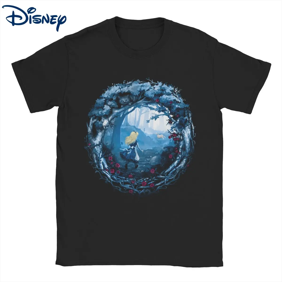

Disney Follow the Rabbit Alice In Wonderland T-Shirt for Men Amazing Cotton Tees O Neck Short Sleeve T Shirt Classic Clothes