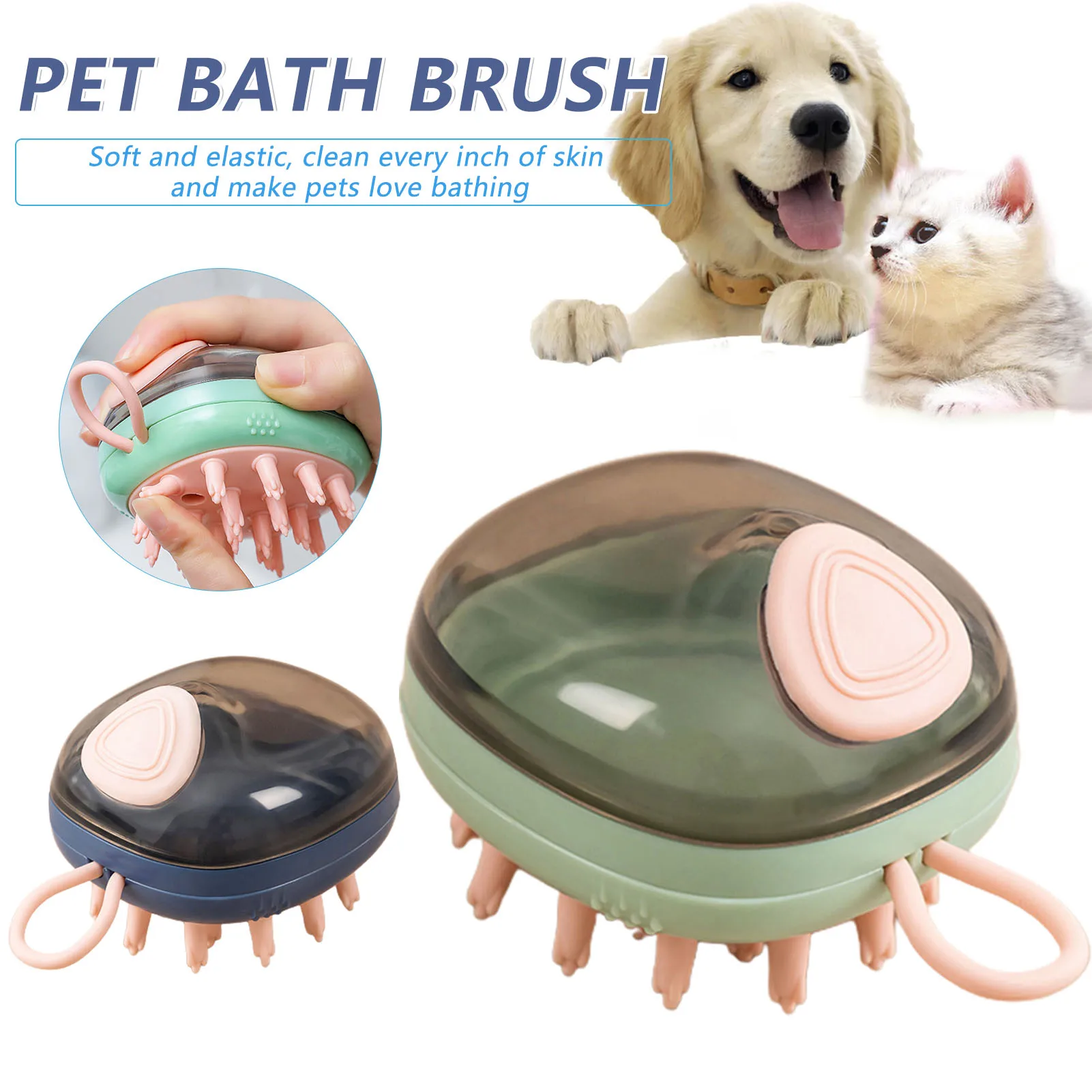 

Dog Scrubbing Comb With Shampoo Dispenser Tank Massaging Hair Remove Looser Fur Comfortable Handle Bath Brush Hanging Для Собак