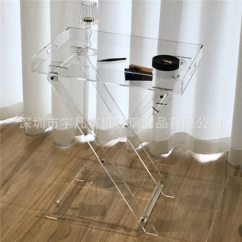 

FQ Transparent Acrylic Folding Coffee Table Bedside Storage Storage Table