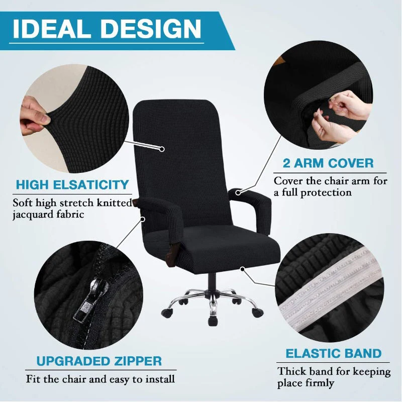 Spandex Anti-dirty Computer Chair Cover Modern Elastic Polyester Office Chair Cover Easy Washable Removable with Armrest Cover