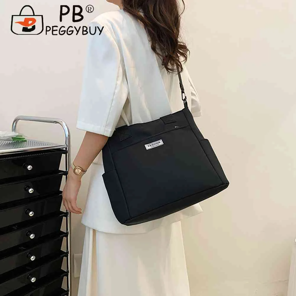 

Повседневные сумки на плечо, вместительные сумки через плечо из ткани Оксфорд, портативные однотонные дорожные сумки для покупок, новый шко...