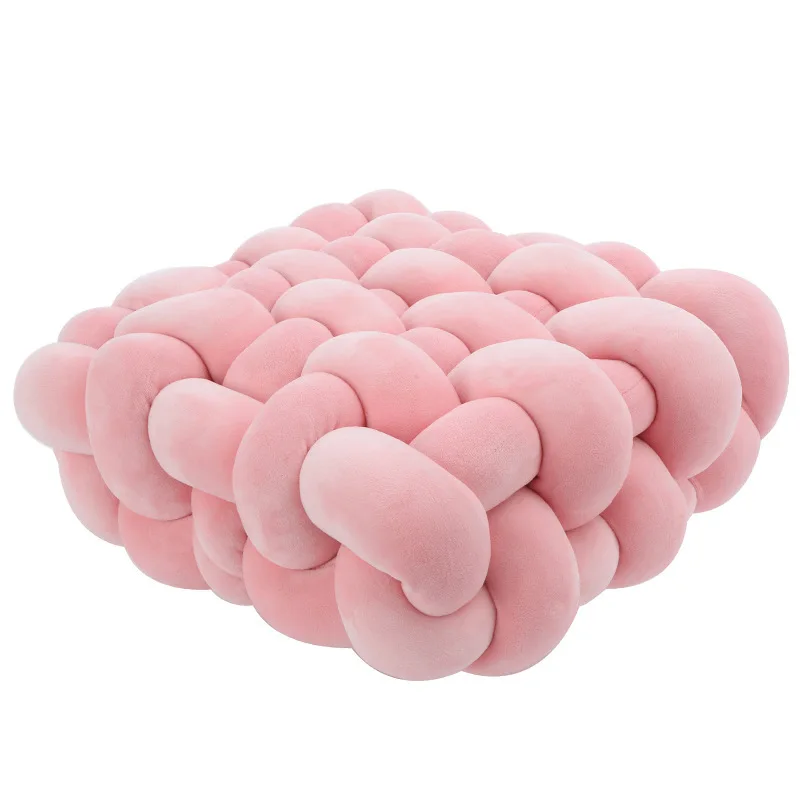 Summer Living Room Soft Plush Knotted Cushions Sofa Pillows Solid Color Square Hand-woven Backrest Pillow Home Decor |