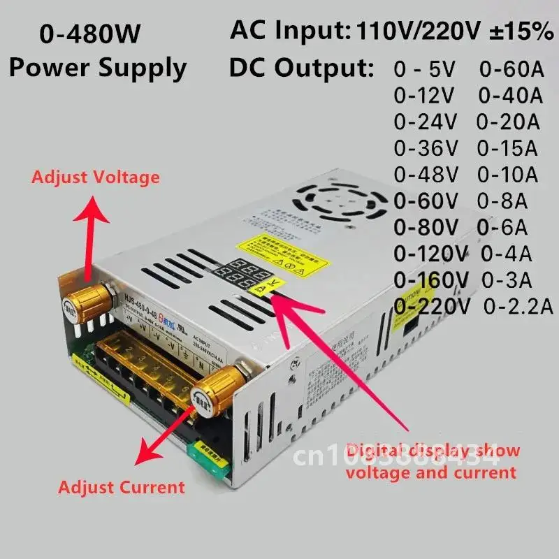 480 Вт Трансформаторы переменного тока 220 В в постоянный ток 5 12 24 Регулируемый