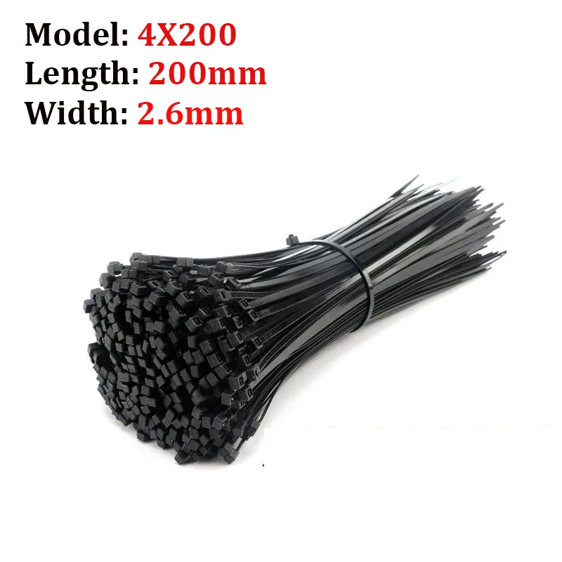 

Набор самоблокирующихся нейлоновых кабельных стяжек черные 5x300 мм 100 шт