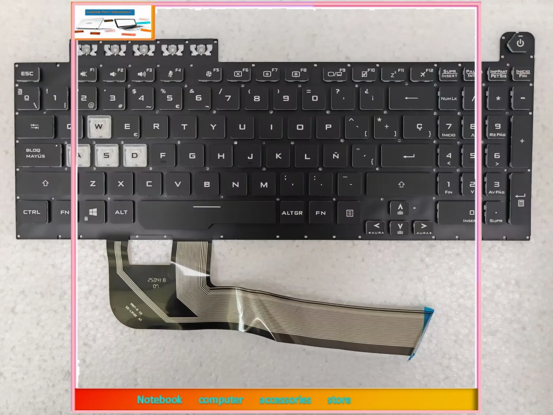 Фото Испанская клавиатура для ноутбука с подсветкой для Asus TUF Gaming F15 FX506 FA506 FA506 Q FX506L FA506U FX706 FA706 №1