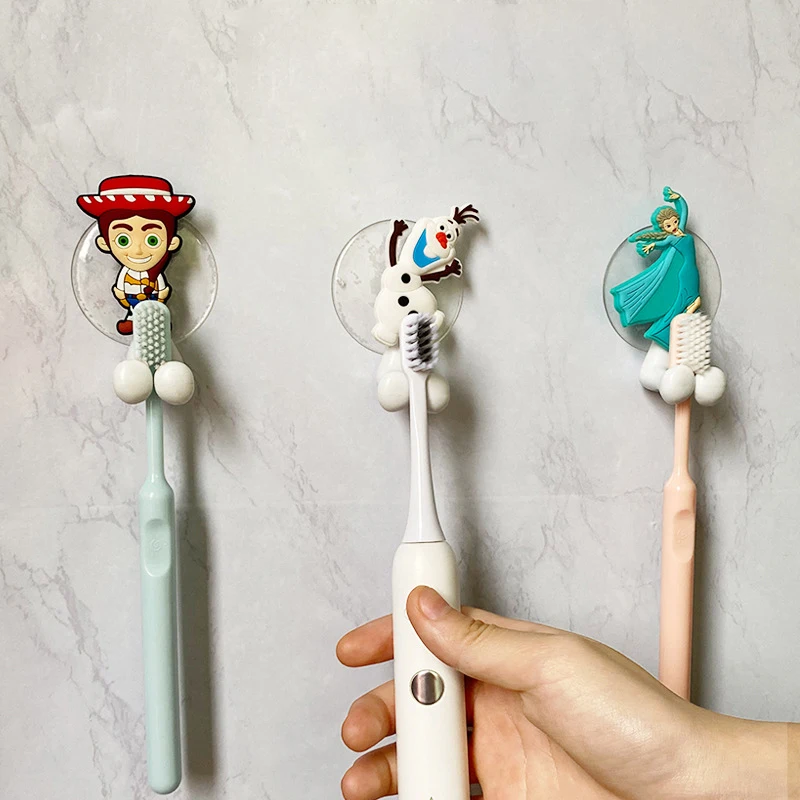 Disney Frozen Anna Elsa Olaf Toothbrush Holder Wall Mounted  Kitchen Bathroom Hook non-marking Storage Rack With Suction Cup