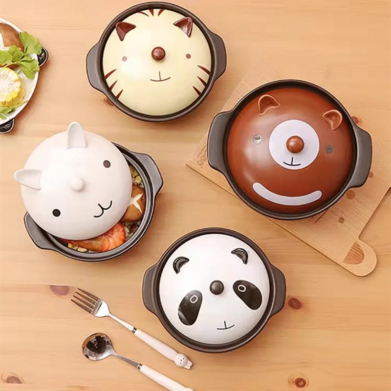 

Ceramic Cookware Soup Pot Claypot Rice Casserole Bibimbap Household Stew Pot Cute Milk Pot Small Cooking Pot Cartoon Casseroles