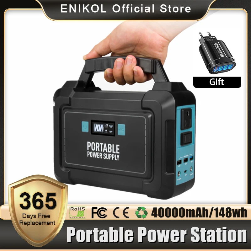 

Portable Power Station Solar Generator 220V 110V for Home Emergency Outdoor Energy Bank Battery Backup Supply Camping 40000mAh