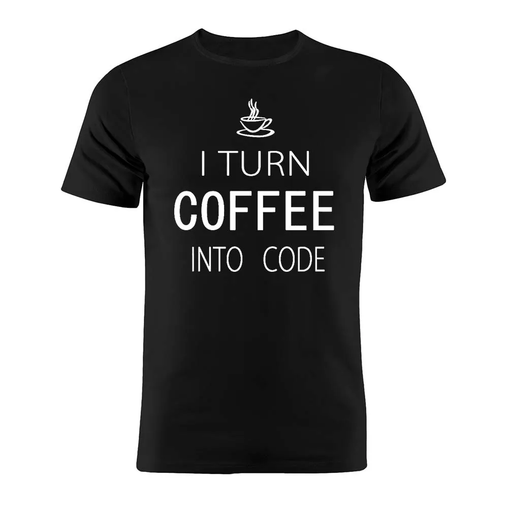 

100% Cotton Unisex T Shirt Computer Programmer Developer I Turn Coffee Into Code Artwork Tee