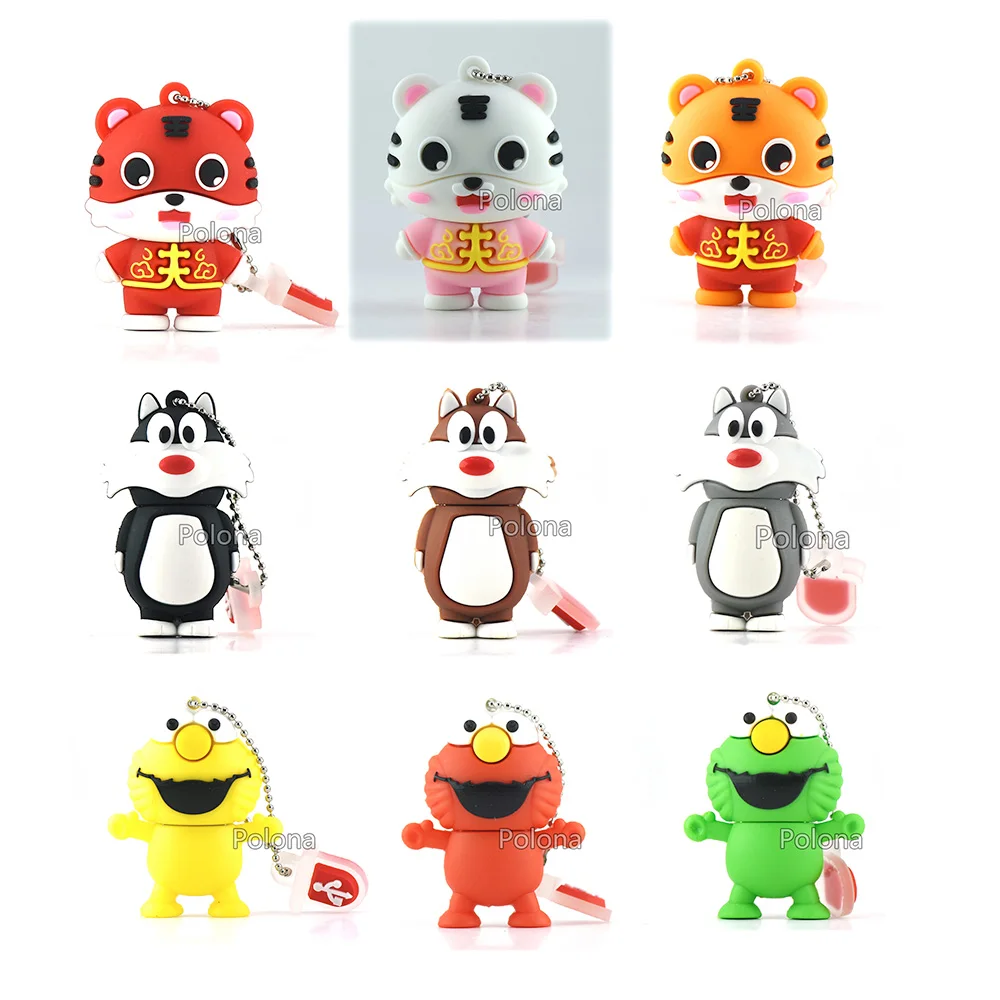 Usb 2.0 Pendrive 64 ГБ 32 16 8 4 2 Волк Тигр Животное Мультфильм Flash Drive 512 256 Pen Memoria Stick