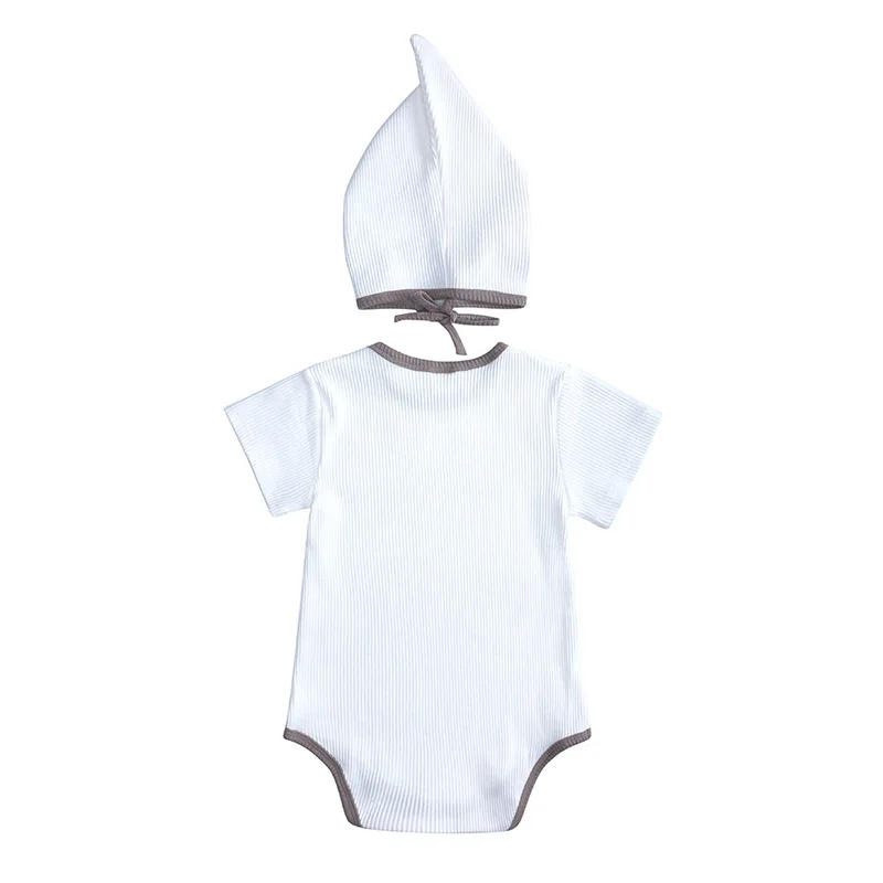 

New Rompers 2 PCS Baby Girls Clothes Summer Sunsuit Soild Color Newborn Rompers+Sun Hat Brief Set Infant Outfit Jumpsuit Clothes
