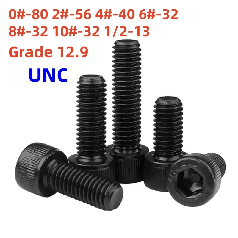 

Черные стальные винты UNC 12.9 0#-80 2#-56 4#-40 6#-32 8#-32 10#-32 1/2-13