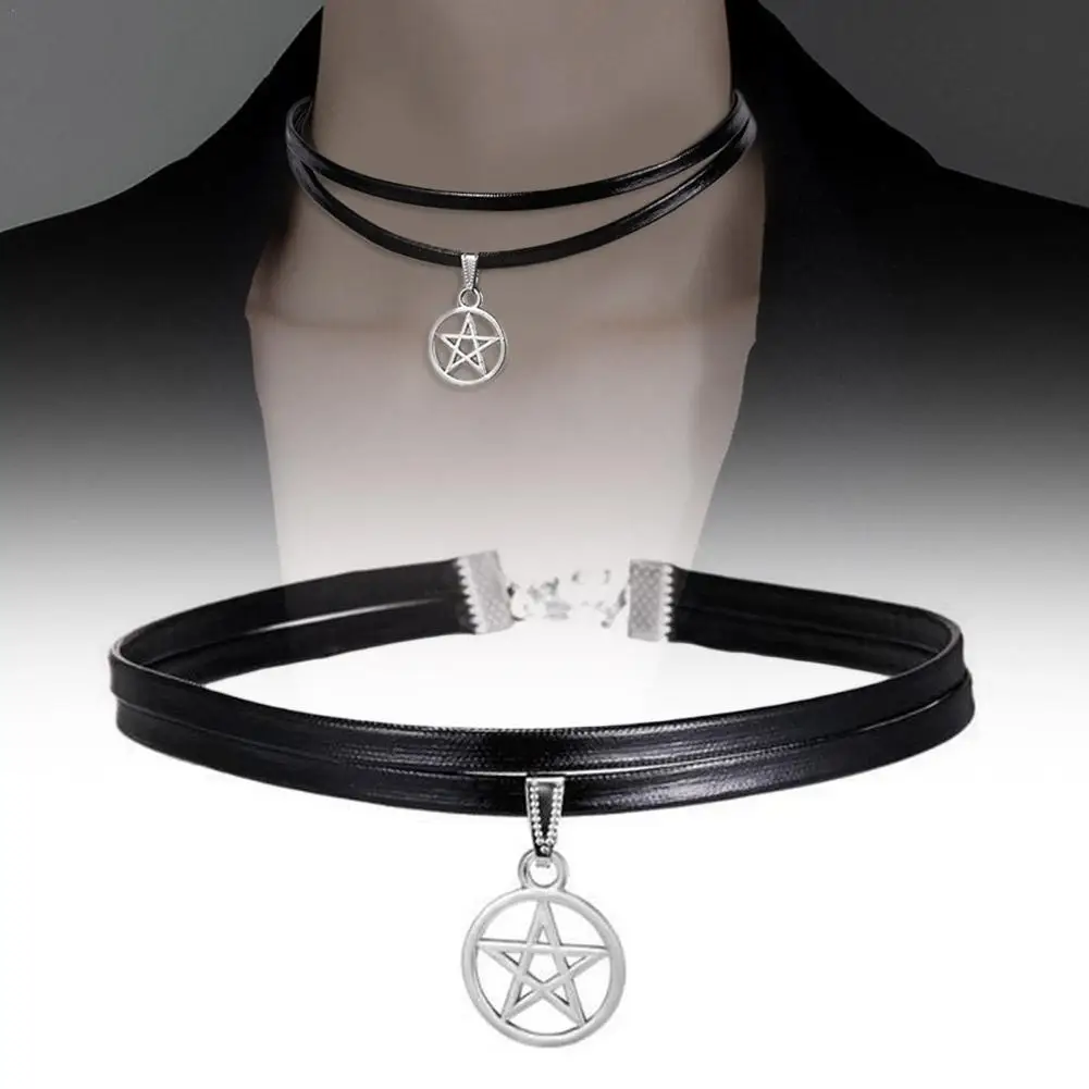 

5pcs Five Pointed Star Pendant Woman Black Punk Choker Collar Necklace Birthday Party Club Sexy Gothic Female Jewelry Gift