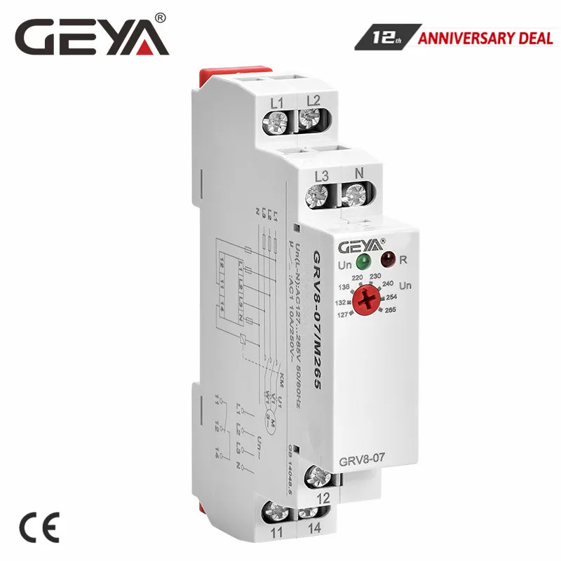

GEYA GRV8-07 реле монитора фазы с асимметричной и временной задержкой 45-65 Гц, электронное реле на Din-рейке