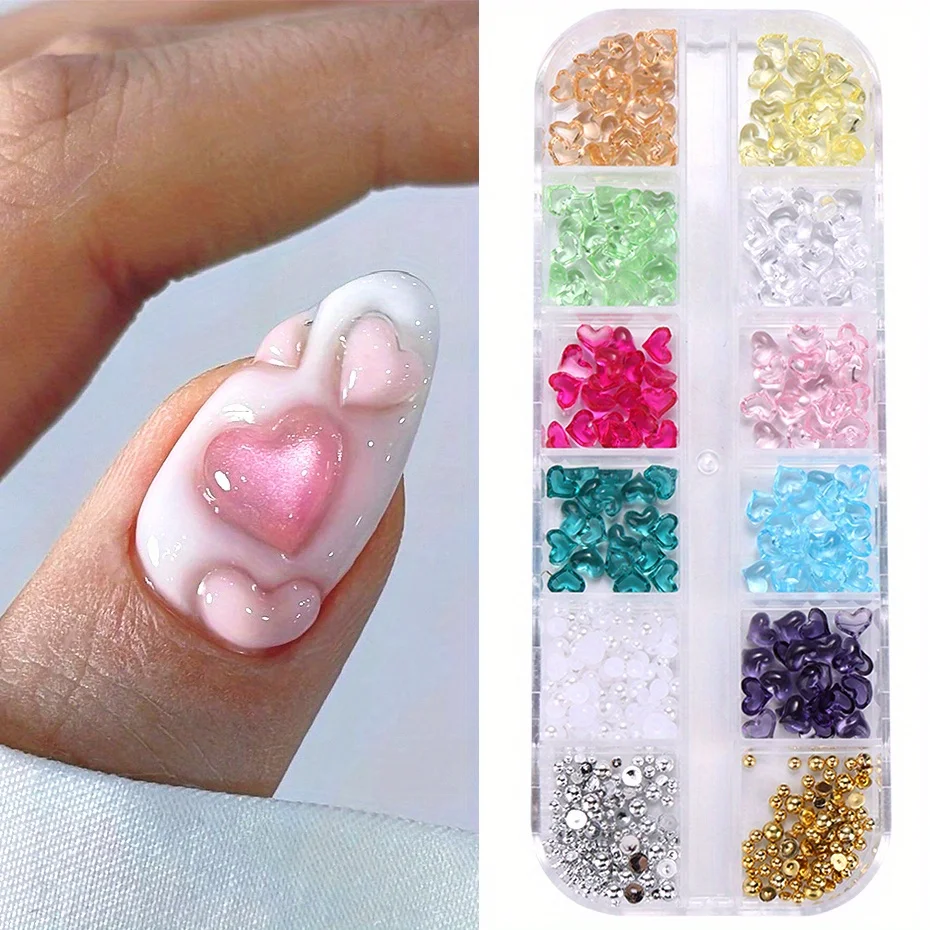 12 ячеек Φ прозрачные камни из смолы с любовным сердцем ювелирные изделия