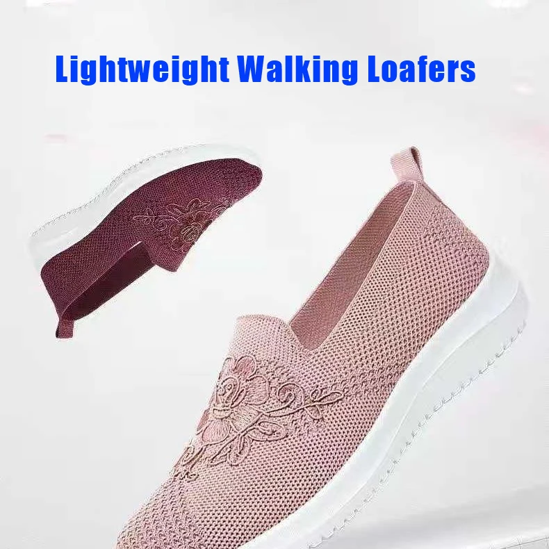 Lightweight Sneakers Women Nursing Shoes Mary Janes Cheap Non-slip Mesh Knitting Loafers  2023 New Breathable Ballerina Shoes