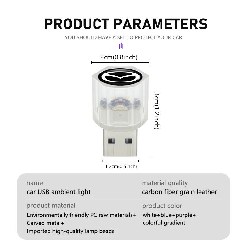 Для Mazda Atenza Demio CX3 CX5 CX7 CX30 MX3 MX5 Speed MPE MS Автомобильный мини-USB светодиодный окружающий