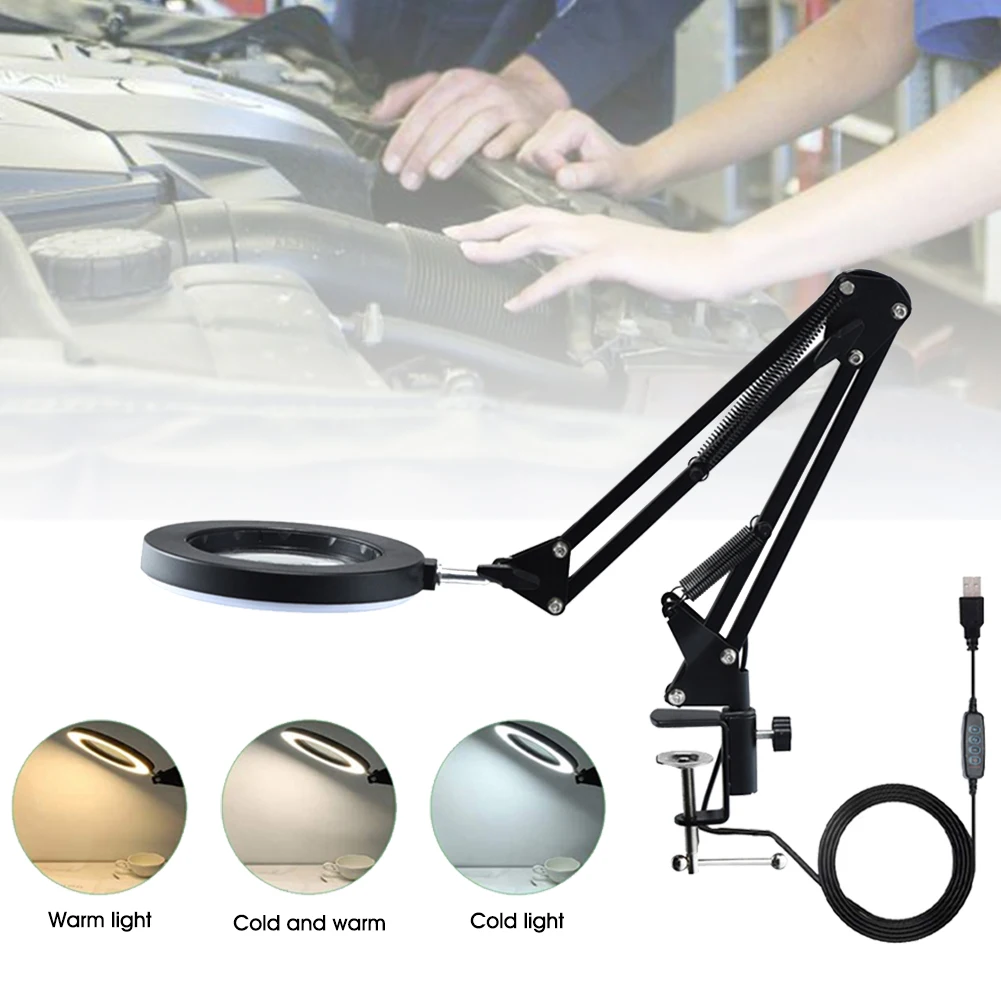 

LED Stand Illuminated Magnifying 10X Table Light/Lamp Glass 64 Lights Eyebrow/Tattoo/Embroidery/Repair/Soldering Iron Lights