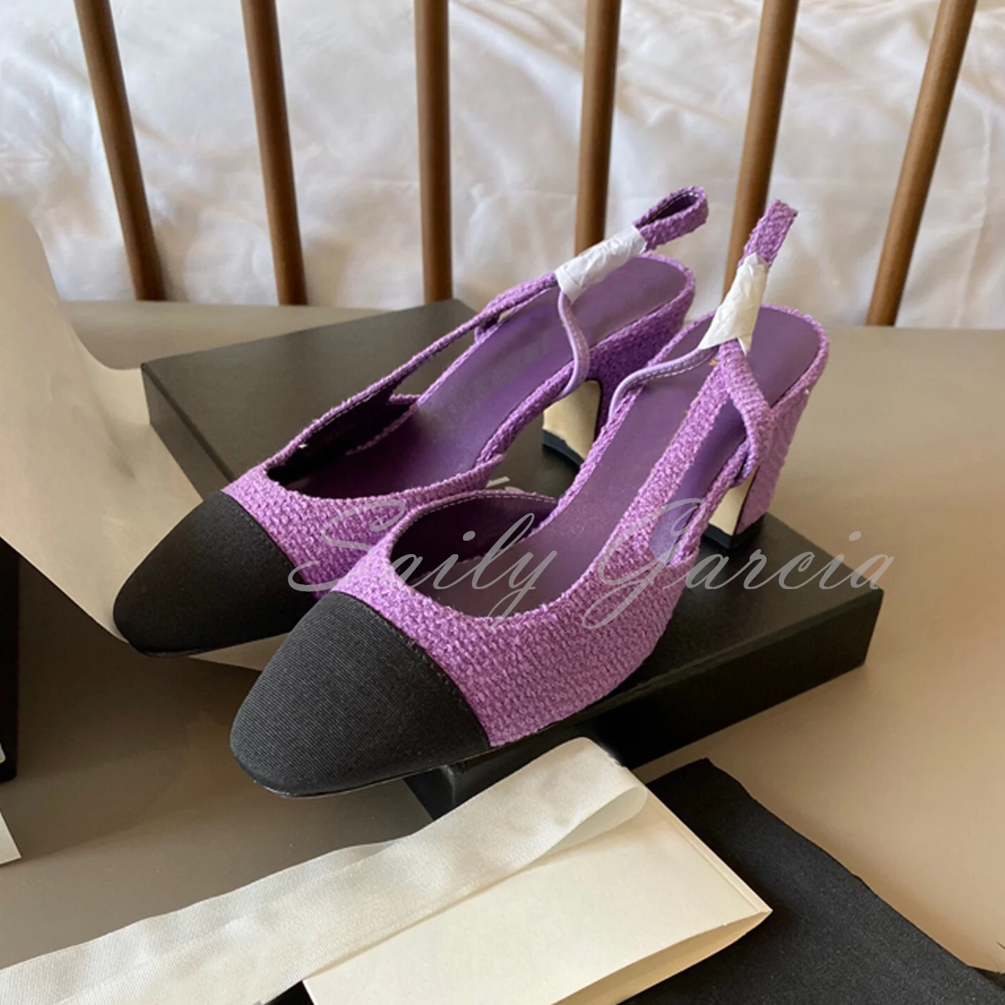 Summer New Women's Shoes Thick Heel French Square Toe Colored Patchwork Fashion Baotou Fairy Style Ankle Strap Shallow Sandals