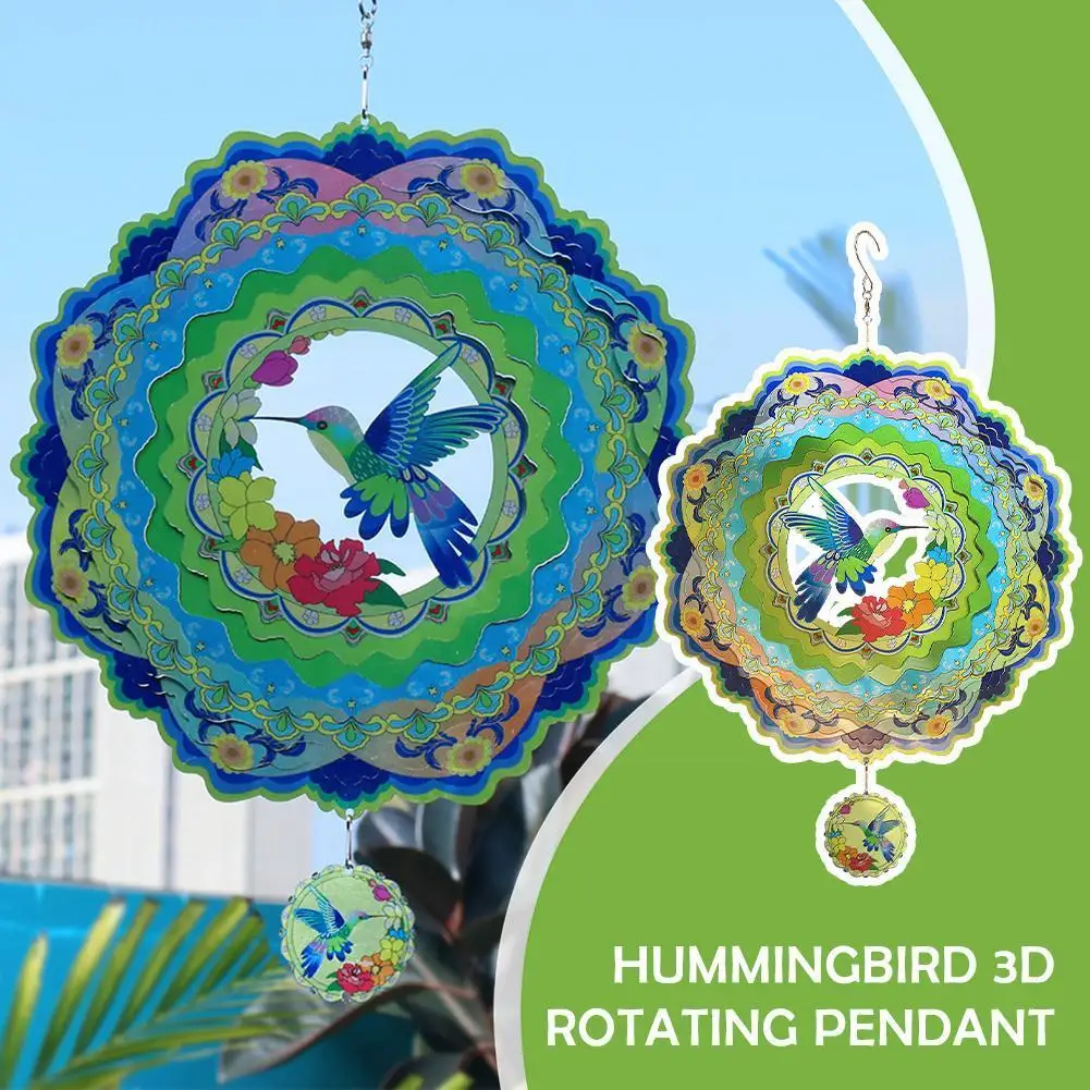 

3D Hummingbird Wind Chimes Crystal Sun Catcher Stained Garden Accessories Decoration Home Wind Decor Pendant Glass Spinner R5D5