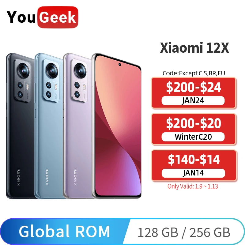  Global ROM Xiaomi Mi 12X Snapdragon 870 Octa Core 128GB/256GB 120Hz AMOLED 4500mAh 67W Fast Charging 50MP Camera 12 X Smartphone 