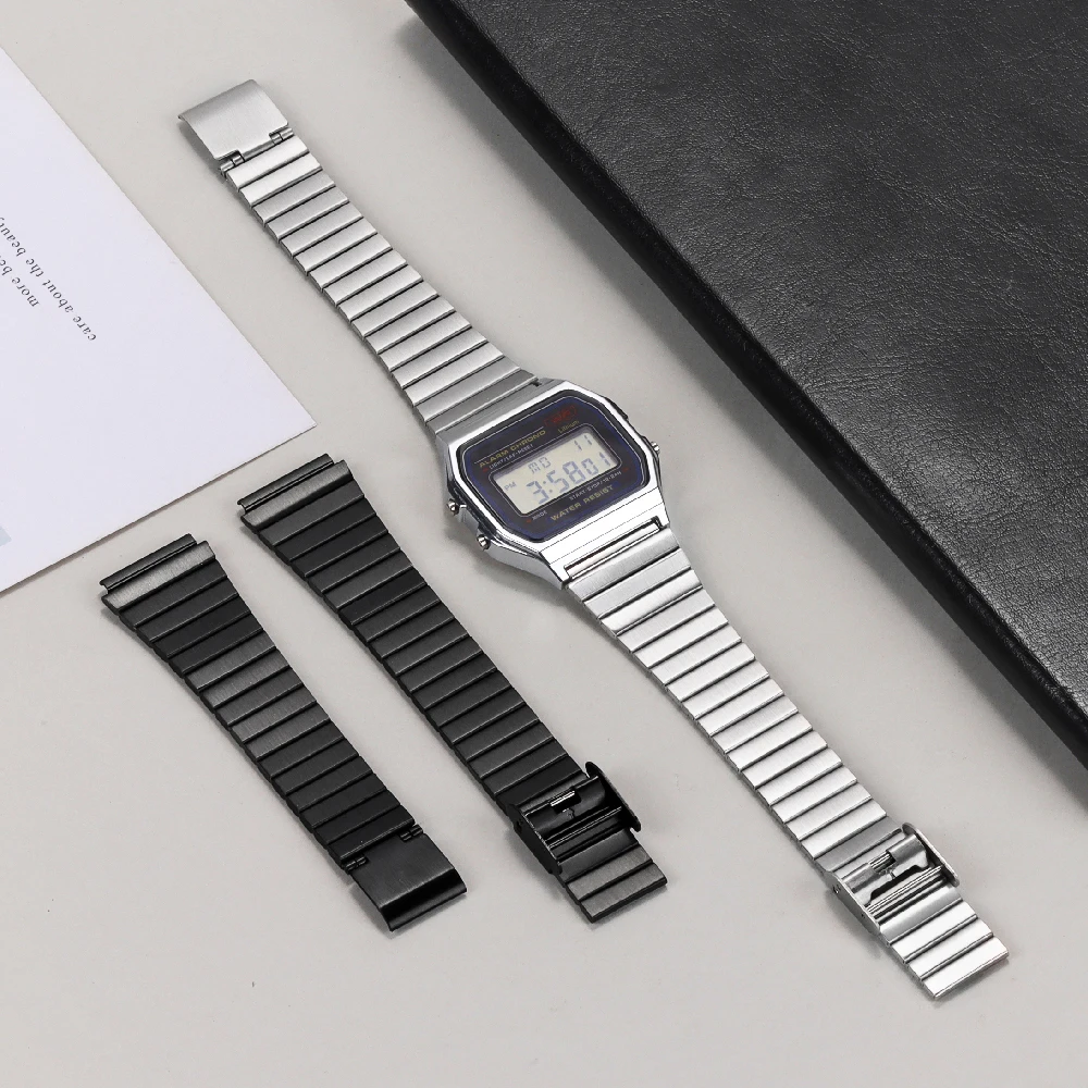 Для часов Casio F91W стальной для F84 F105 F108 A158 задний ремешок ультратонкий