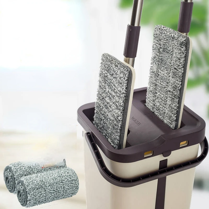 

Hand Free Squeeze Mop Floor Mops With Bucket 360 Rotating Flat Mops Household Cleaning Tool Microfiber Mop Pads Wet Or Dry Usage