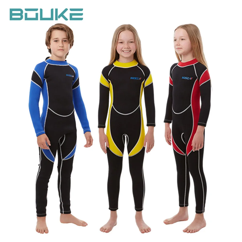

2.5MM Neoprene Wetsuits Kids Swimwears Diving Suits Long Sleeves Boys Girls Surfing Children Rash Guards Snorkel One Pieces