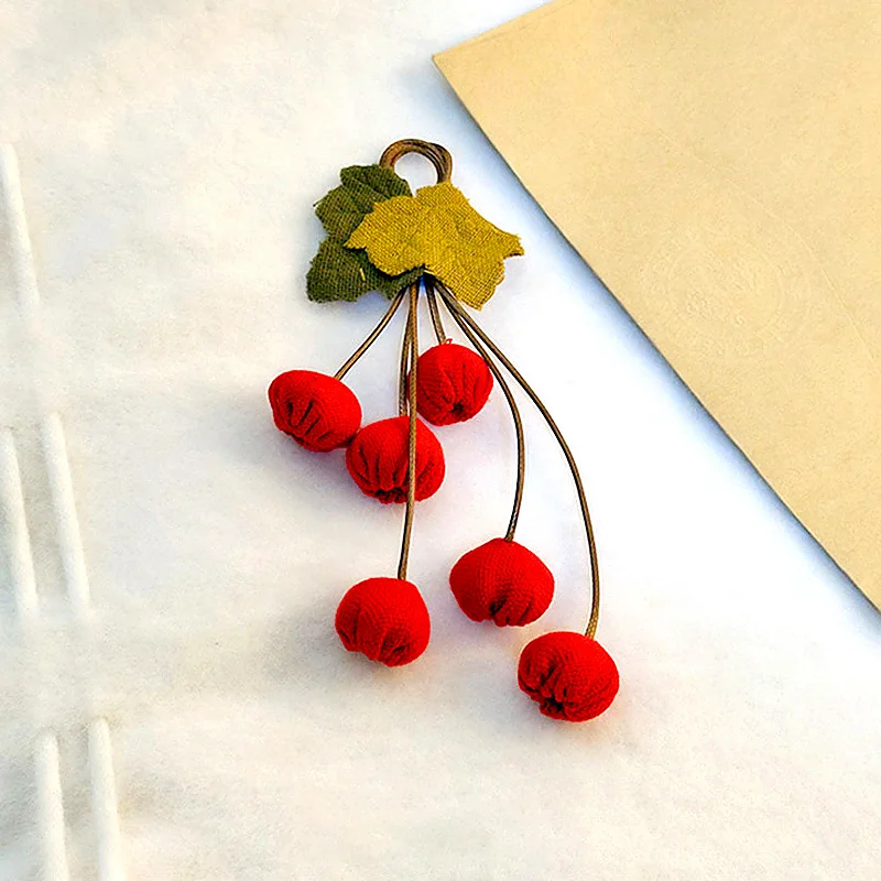 

2Pcs Cute Hawthorn Fruit Safety Pin Dress Pin Fabric Art Clothing Accessories Brooch DIY New Style Exquisite Handmade
