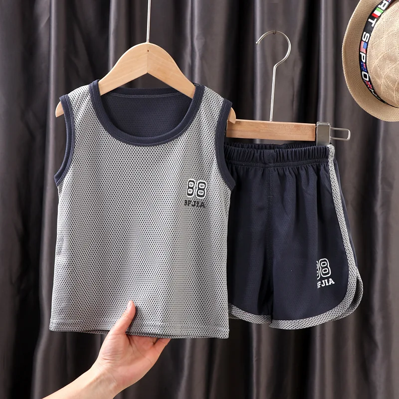 

Summer Clothes for Children Shorts Kids Girl Boy Tracksuit Pijamas Sweatshirts T-shirts Teenage Sports Print Vest Two Pieces Set