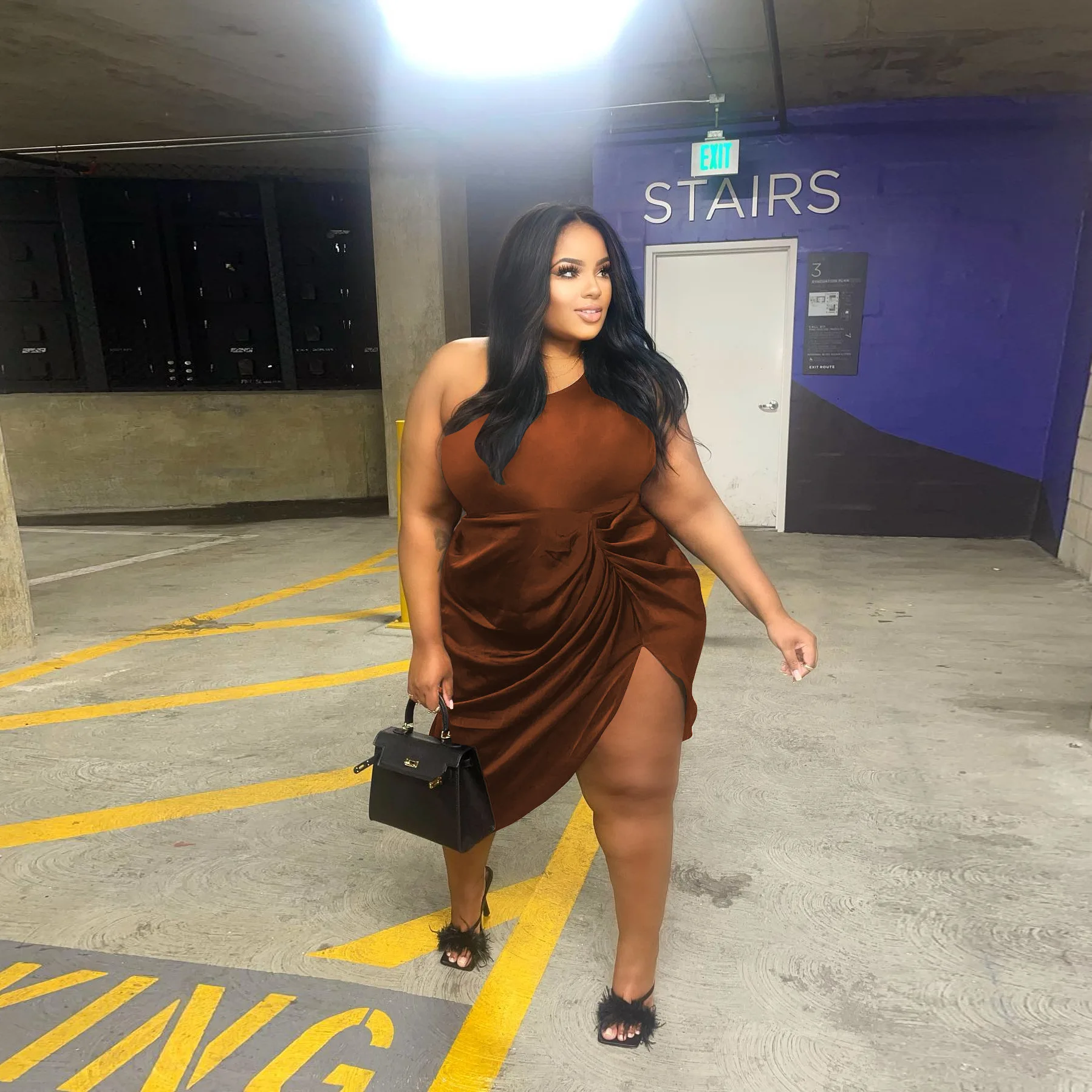 Plus Size Elegant Pretty Dress For Women Split Ruffle Luxury Cloth 2023 Summer Trendy Evening Party New Mini Dress