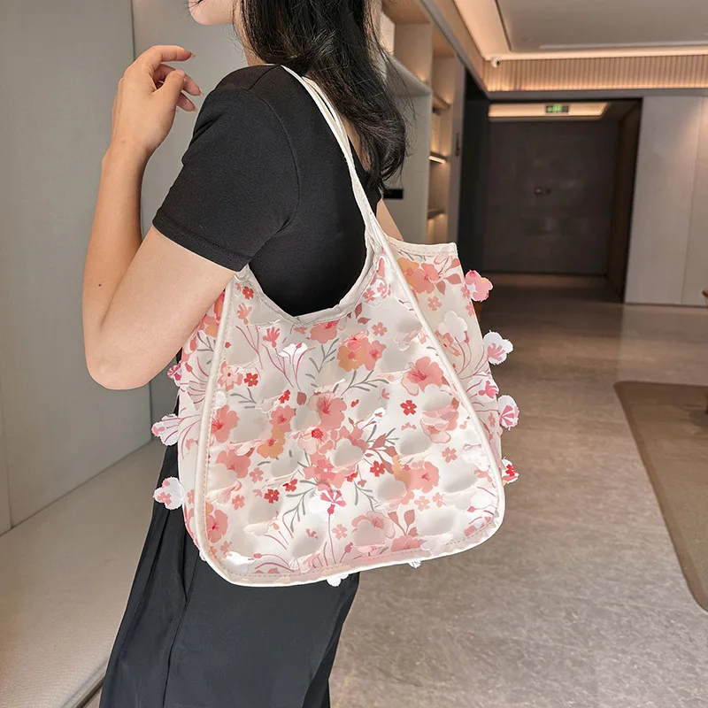 

Elegant Flower Handbag Sweet Girl Tote Bags Maiden Princess Lovely Style Purple Arum Flower Tote Bag For Women Lady 2023 New