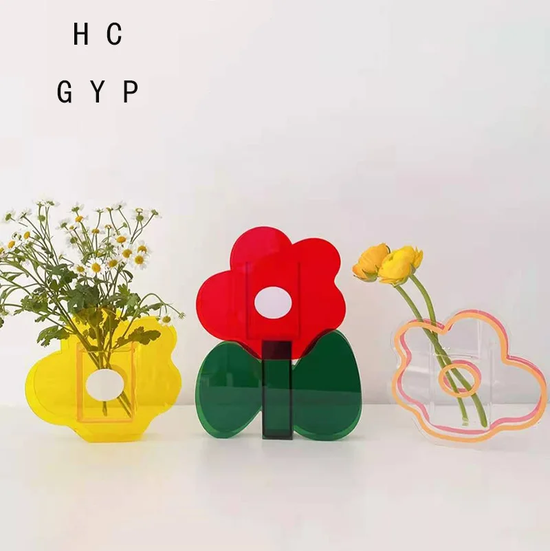 

Ins Transparent Vase Acrylic Dryer Flower Leaves Simple Art Home Decoration Creative Holiday Gift