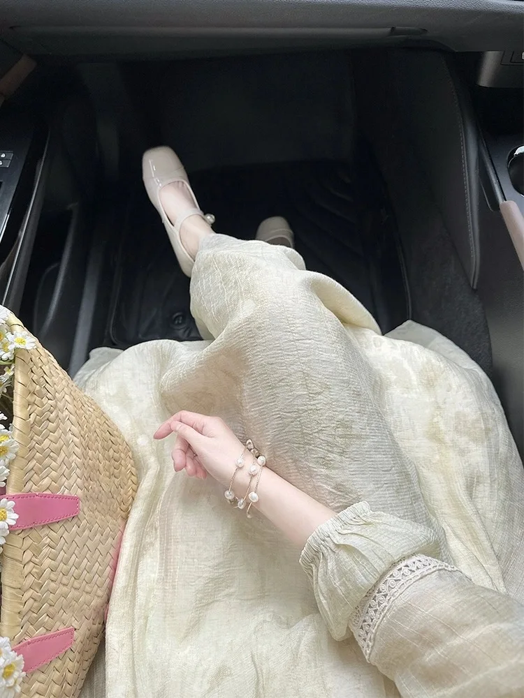 Плюс размер Нежный ветер Французское платье с v-образным вырезом и длинными