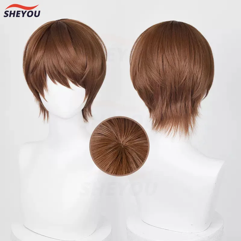 Anime Death Note Yagami Light Cosplay Wigs Short Dark Brown Heat Resistant Synthetci Hair Anime Cosplay Wig + Wig Cap