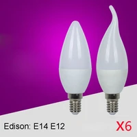 6pcslot bulb e14 led lamp indoor warm cold white light 4w 6w ac85 265v led candle bulb home decor chandelier