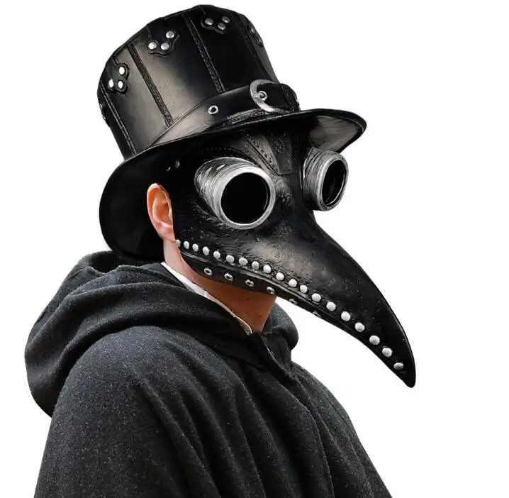 Cosmask Plague Doctor Mask Leather In Black Beak Mask Plague Doctor Halloween Mask Steampunk PU Birds Cosplay Doctour De Peste