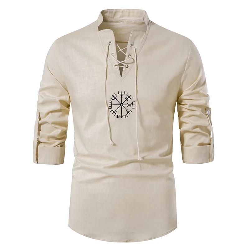 

Mens Long Sleeve Casual Cotton Linen Shirts Button Down Dress Shirt Men Summer Ethnic Print Beach Yoga T Shirts Chemise Homme