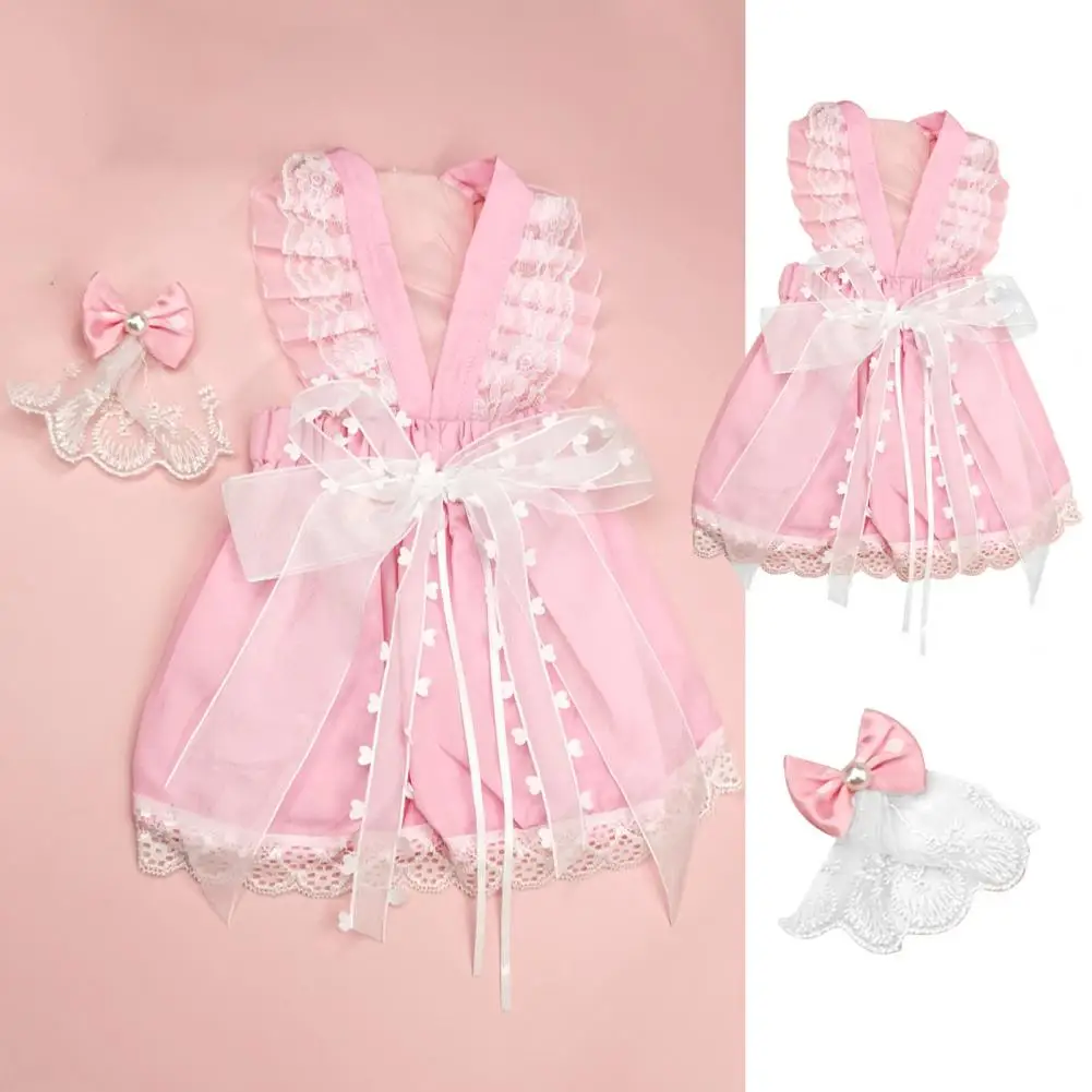

1 Set Dog Skirt Fashion Cotton Soft Pet Dog Bowknot Gown Dress with Hair Accessories Daily Wear Dog Dress Pet Dress