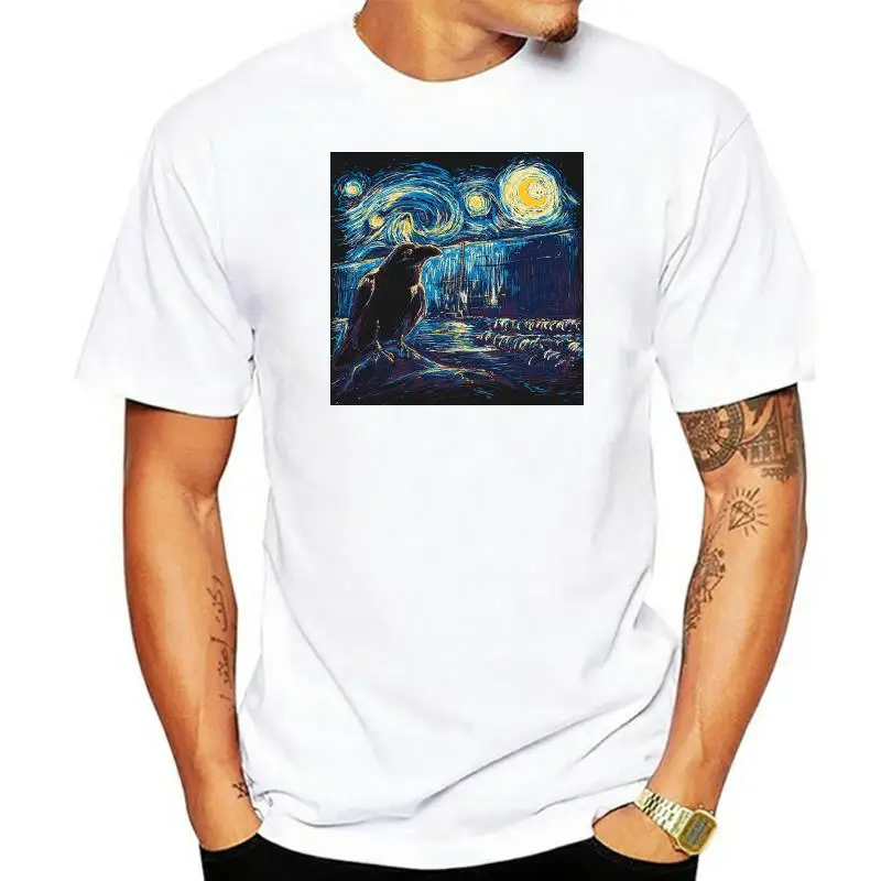 

Черная футболка Nevermore с изображением звездной ночи, Размеры M 6Xl