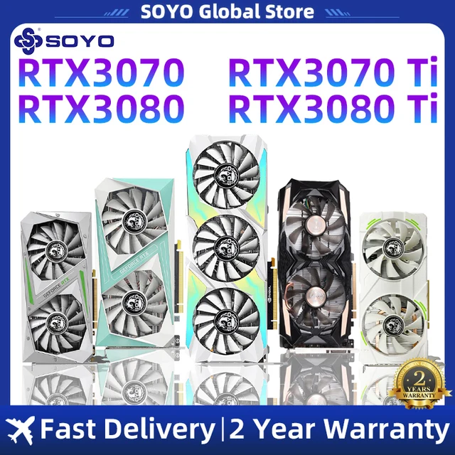 SOYO Graphics Card GTX 1660 Super RTX 2060 Super 3070 3060Ti 3080 NVIDIA 8GB Gaming GPU GDDR6 Video Cards Support Desktop GPU