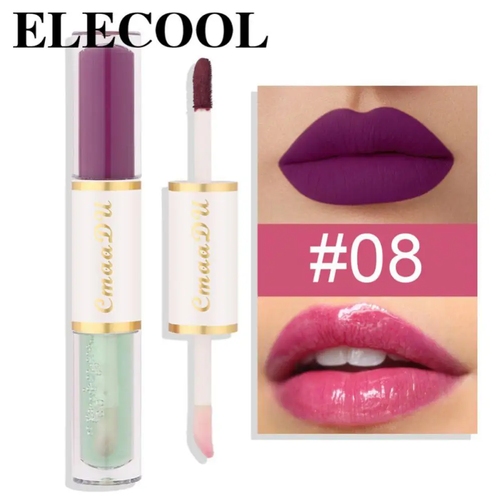 

Блеск для губ водостойкий антипригарный с чашкой, блеск для губ, матовая косметика, помада с двойной головкой, косметические товары для женщ...