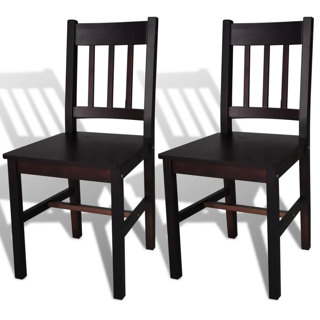 

Kitchen Dining Chairs Set of 2 for Dining Room Home Decor 2 pcs Dark Brown Pinewood