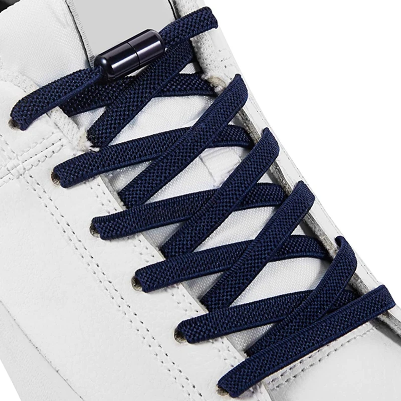 

1 Pair No Tie Shoelaces for Sneakers Elastic Flat Shoe Laces Metal Lock Without Ties Quick Tieless Shoelace for Shoes Kids Adult