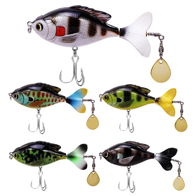 

1 PC 9cm 16.8g Topwater Fishing Lure Whopper Popper Artificial Bait Hard Plopper Soft Rotating Tail Fishing Tackle Fishing Bait