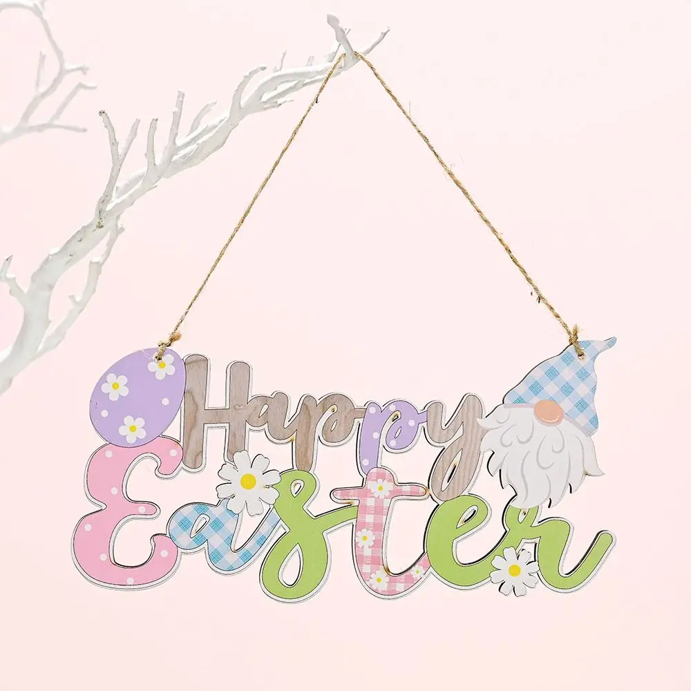 

1 pcs Easter New Wooden Pendant Easter Rabbit Egg Pendant Easter Decoration Door Wall Hanging Wooden Ornament Party Supplies