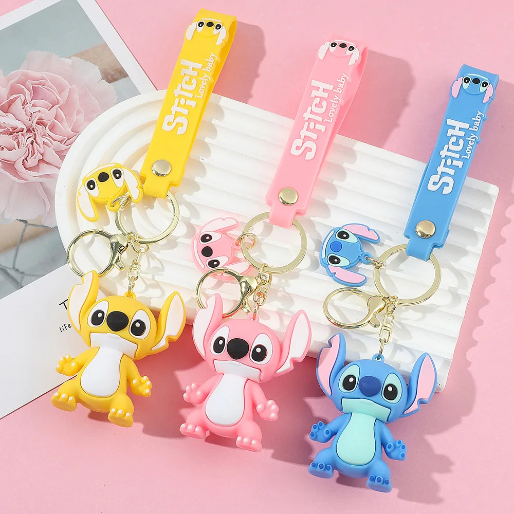 

Disney Stitch Keychain Variety of Cartoon Lilo & Stitch Cute Doll Keyring Fashion Couple Bag Ornament Key Chain Car Pendant Gift