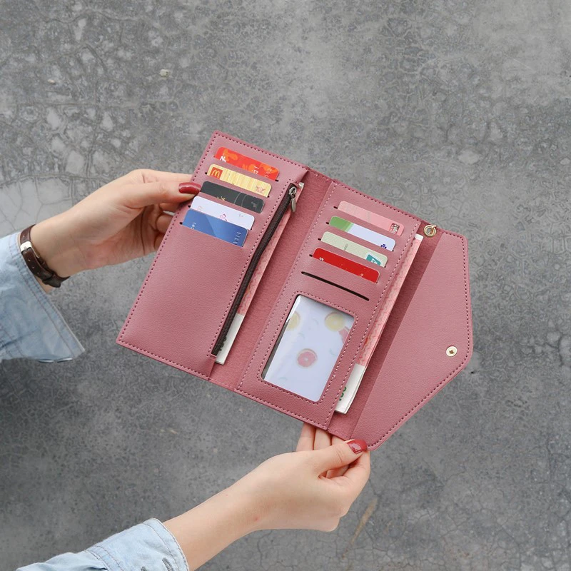 Women Female New Korean Version Crocodile Pattern Long Wallet Ladies Color Matching Multi-card Pocket Thin Leather Fashion Purse