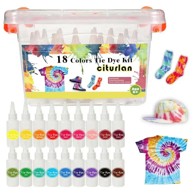 

DIY One Step Tie Dye Set 18Color Party Craft Easy Bright Fabric Paint For Children Students Kids Painting Tools Kitchen