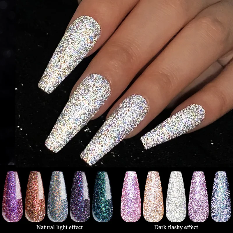 BORN PRETTY 1PC Reflective Glitter Nail Gel Polish 7ml Sparkling Effect Soak Off Semi Permanent Varnish All For Manicure - купить по